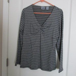 metallic striped surplus twist top